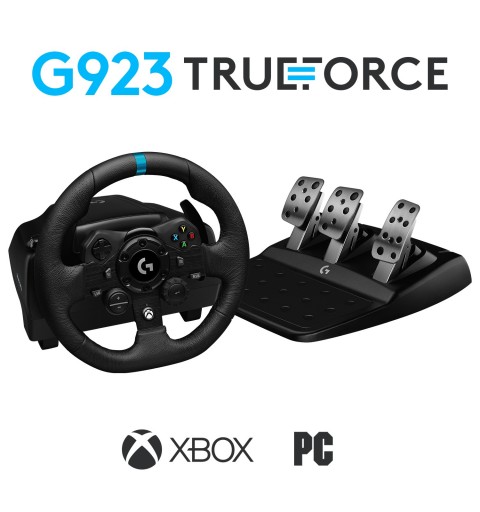 Logitech G G923 Racing Wheel and Pedals for Xbox X|S, Xbox One and PC Nero USB Sterzo + Pedali PC, Xbox 360