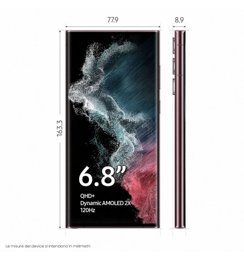 Samsung Galaxy S22 Ultra 5G Display 6.8'' Dynamic AMOLED 2X, 5 fotocamere, RAM 12 GB, 512 GB, 5.000mAh, Burgundy