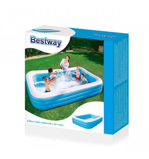 Bestway Blue Rectangular Familiy Pool De Luxe- 3.05m x 1.83m x 56cm - blue