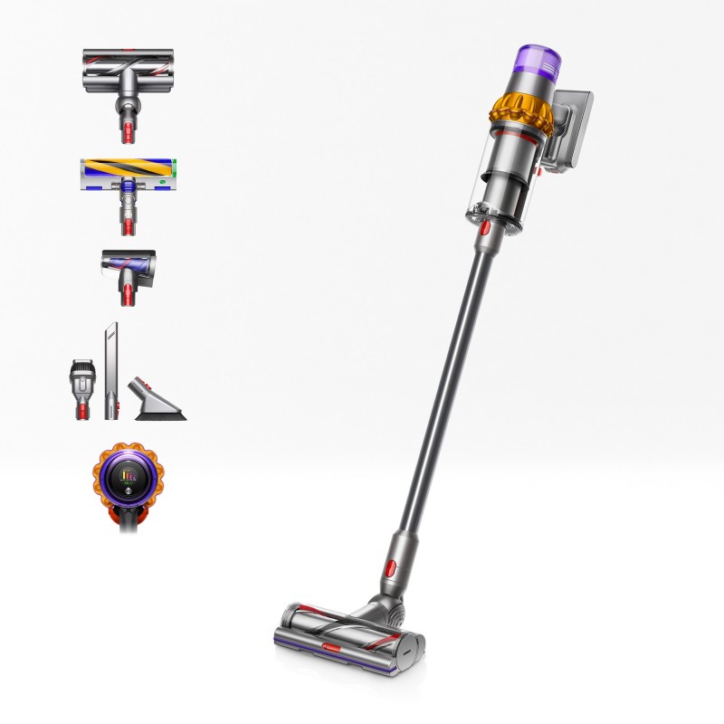 Dyson V15 Detect Absolute Nichel, Acciaio inossidabile, Giallo Senza sacchetto