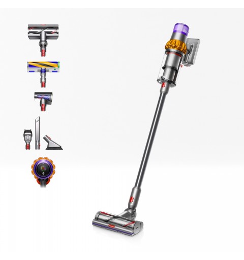 Dyson V15 Detect Absolute Nichel, Acciaio inossidabile, Giallo Senza sacchetto