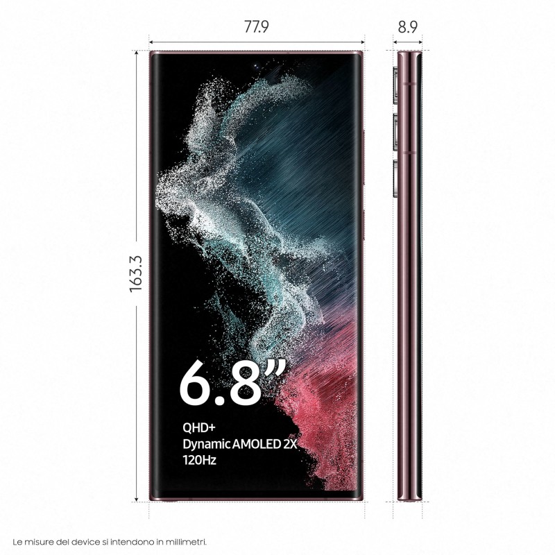 Samsung Galaxy S22 Ultra SM-S908B 17,3 cm (6.8") Double SIM Android 12 5G USB Type-C 12 Go 256 Go 5000 mAh Bourgogne