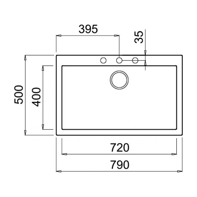 Elleci Quadra 130 Top-mounted sink Rectangular Granitek