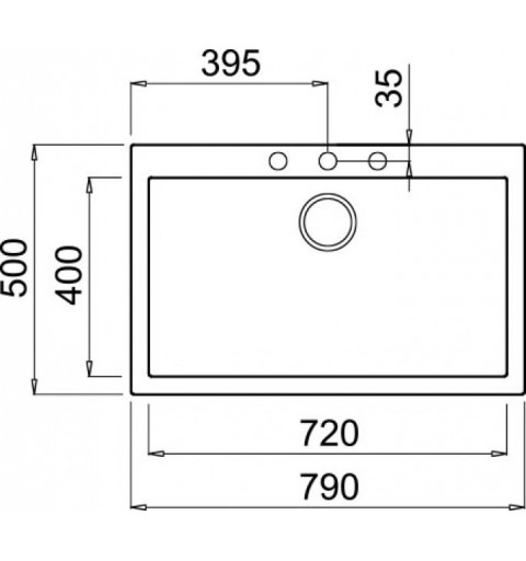 Elleci Quadra 130 Top-mounted sink Rectangular Granitek