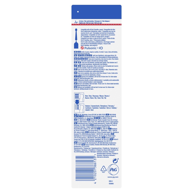 Oral-B 80352667 testina per spazzolino 3 pz Blu, Bianco