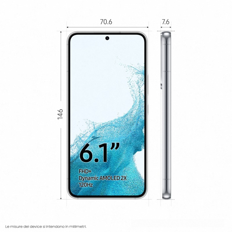 Samsung Galaxy S22 SM-S901B 15,5 cm (6.1") Double SIM Android 12 5G USB Type-C 8 Go 128 Go 3700 mAh Blanc