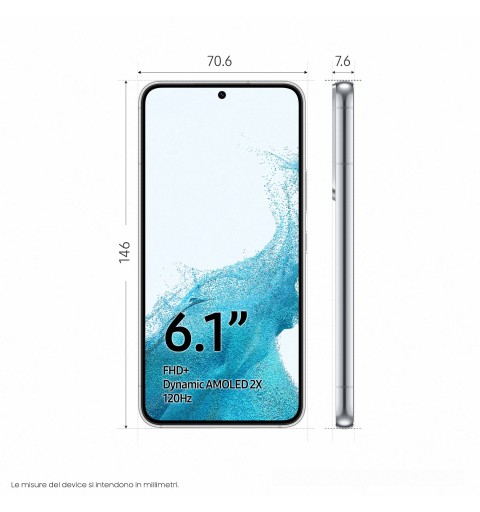 Samsung Galaxy S22 SM-S901B 15.5 cm (6.1") Dual SIM Android 12 5G USB Type-C 8 GB 128 GB 3700 mAh White