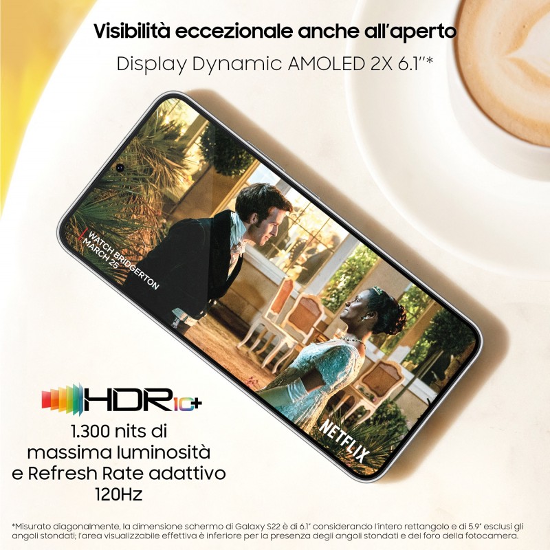Samsung Galaxy S22 SM-S901B 15,5 cm (6.1") Double SIM Android 12 5G USB Type-C 8 Go 128 Go 3700 mAh Blanc