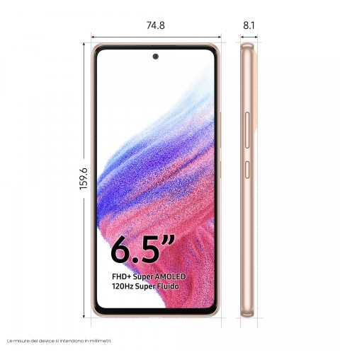 Samsung Galaxy A53 5G SM-A536B 16,5 cm (6.5") Ranura híbrida Dual SIM Android 12 USB Tipo C 6 GB 128 GB 5000 mAh Durazno