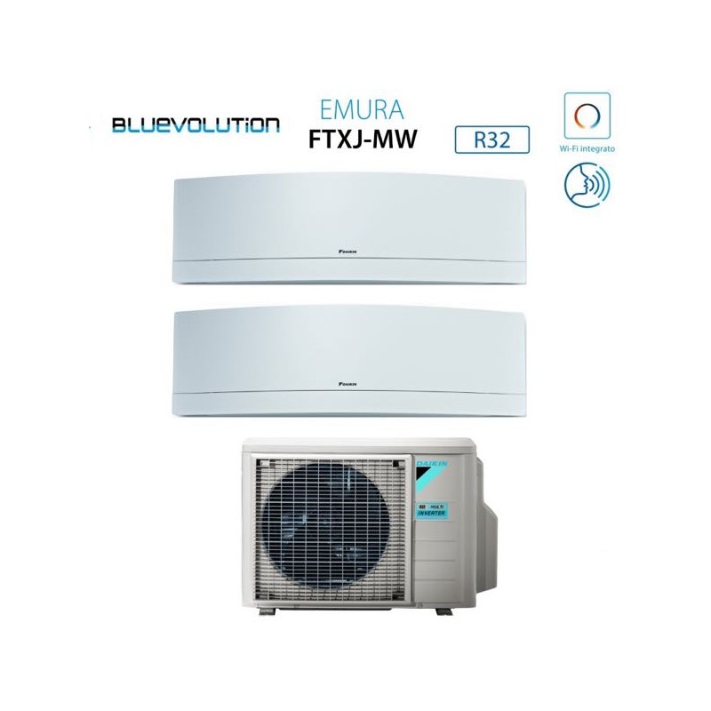 Daikin 2MXM50N FTXJ35MW Condizionatore Climatizzatore Dual Split Emura 2x 12000Btu A+++/A++ Inverter Wifi Bianco 4anni Garanzia