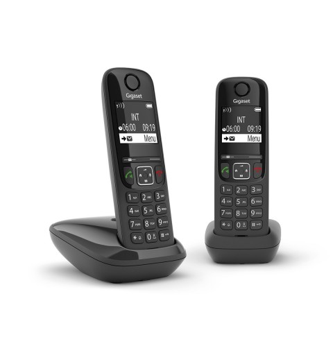 Gigaset AS690 DUO Teléfono DECT analógico Identificador de llamadas Negro