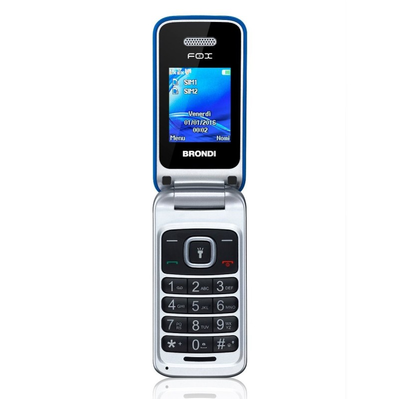 Brondi Fox 4,5 cm (1.77") 74 g Blu, Argento Telefono cellulare basico