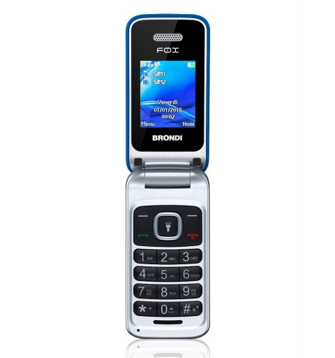 Brondi Fox 4,5 cm (1.77") 74 g Blu, Argento Telefono cellulare basico