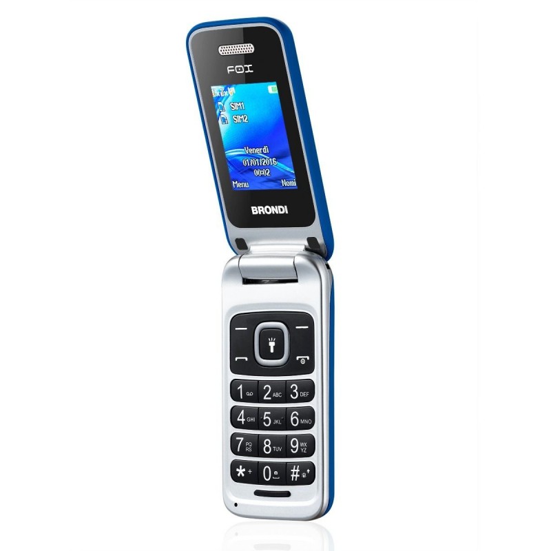 Brondi Fox 4,5 cm (1.77") 74 g Blu, Argento Telefono cellulare basico