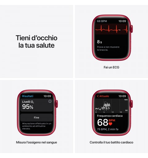 Apple Watch Series 7 GPS, 45mm (PRODUCT)RED Cassa in Alluminio con Sport Band (PRODUCT)RED