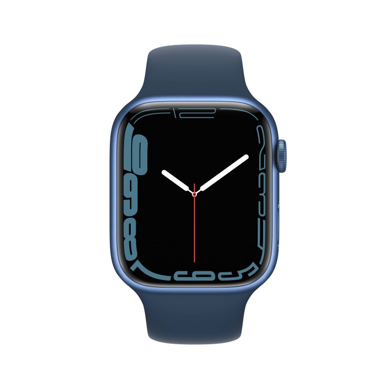 Apple Watch Series 7 GPS, 45mm Cassa in Alluminio Blu con Cinturino Sport Azzurro