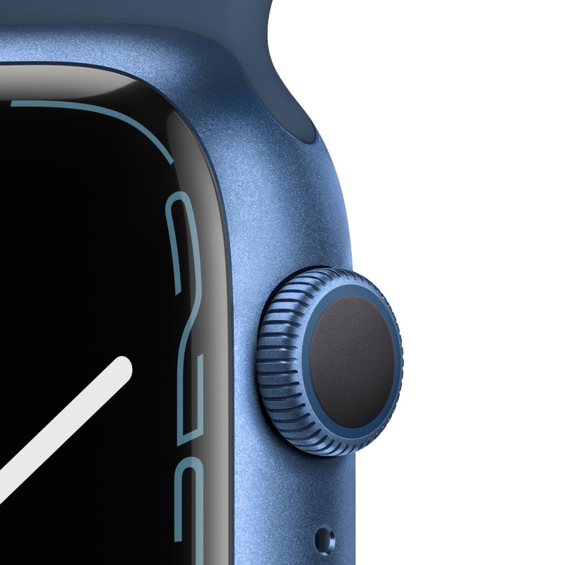 Apple Watch Series 7 GPS, 45mm Cassa in Alluminio Blu con Cinturino Sport Azzurro