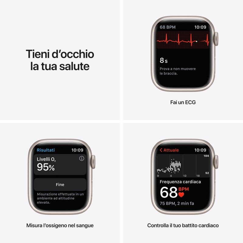 Apple Watch Series 7 GPS, 41mm Cassa in Alluminio Galassia con Cinturino Sport Galassia