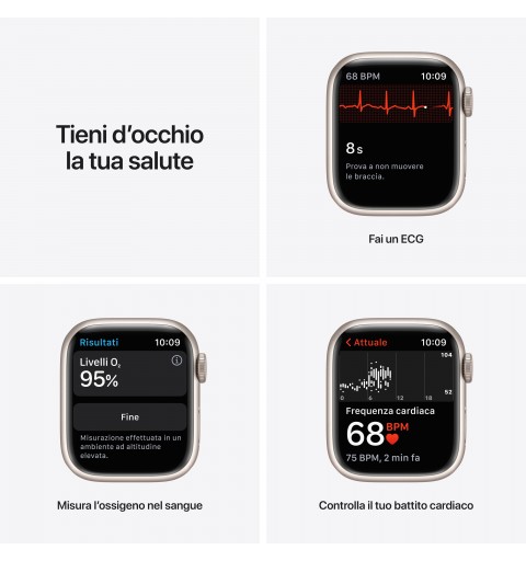 Apple Watch Series 7 GPS, 41mm Cassa in Alluminio Galassia con Cinturino Sport Galassia