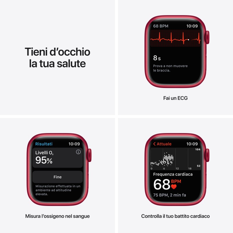 Apple Watch Series 7 GPS, 41mm (PRODUCT)RED Cassa in Alluminio con Sport Band (PRODUCT)RED