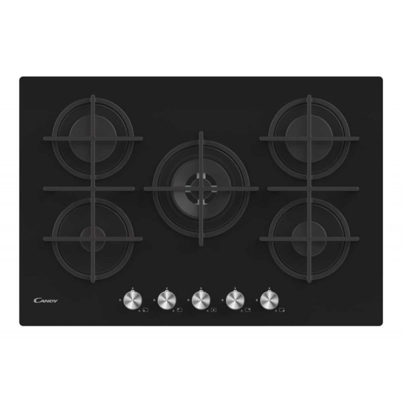 Candy CVG74WPB Noir Intégré (placement) 74.5 cm Gaz 5 zone(s)