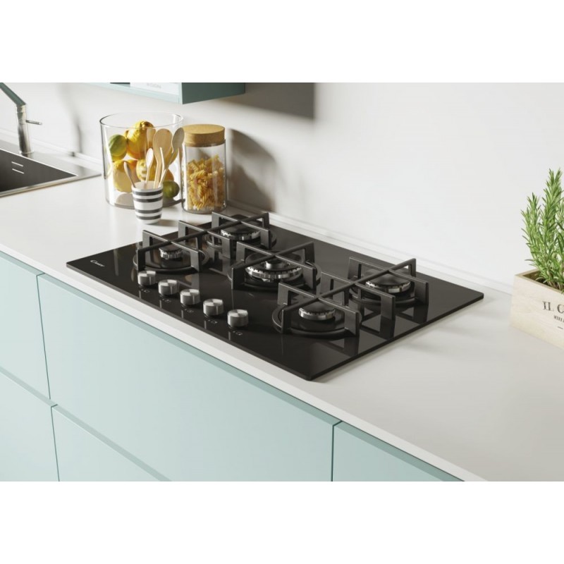 Candy CVG74WPB Noir Intégré (placement) 74.5 cm Gaz 5 zone(s)