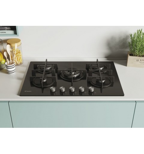 Candy CVG74WPB Noir Intégré (placement) 74.5 cm Gaz 5 zone(s)