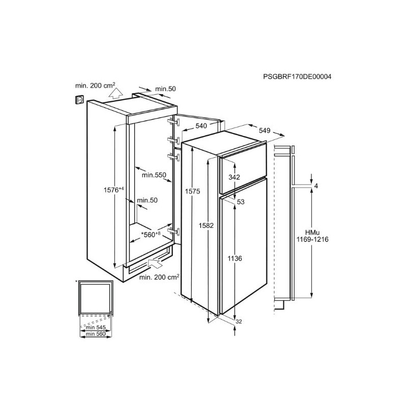Electrolux KTB2AE16S Kühl- und Gefrierkombination Integriert 259 l E