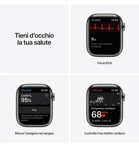Apple Watch Series 7 GPS + Cellular, 45mm Cassa in Acciaio inossidabile Grafite con Maglia Milanese Grafite