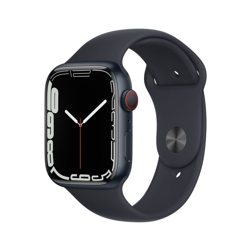 Apple Watch Series 7 GPS + Cellular, 45mm Cassa in Alluminio Mezzanotte con Cinturino Sport Mezzanotte