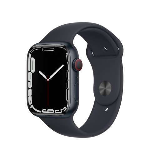 Apple Watch Series 7 GPS + Cellular, 45mm Cassa in Alluminio Mezzanotte con Cinturino Sport Mezzanotte