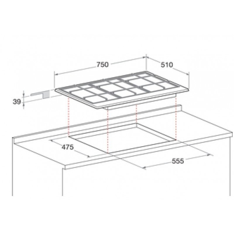 Hotpoint PCN 752 T IX HA Black, Stainless steel Built-in Gas 5 zone(s)