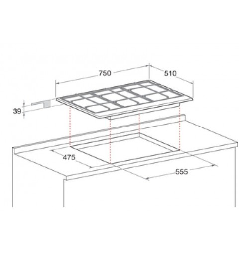 Hotpoint PCN 752 T IX HA Black, Stainless steel Built-in Gas 5 zone(s)