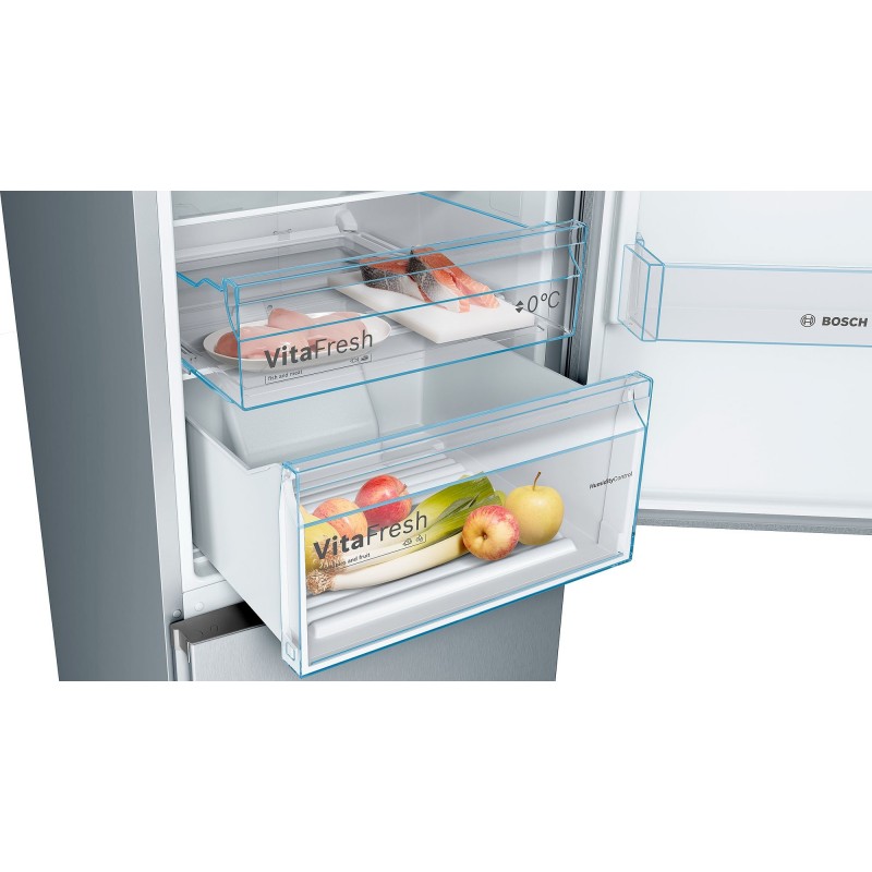 Bosch Serie 4 KGN36VLED fridge-freezer Freestanding 326 L E Stainless steel