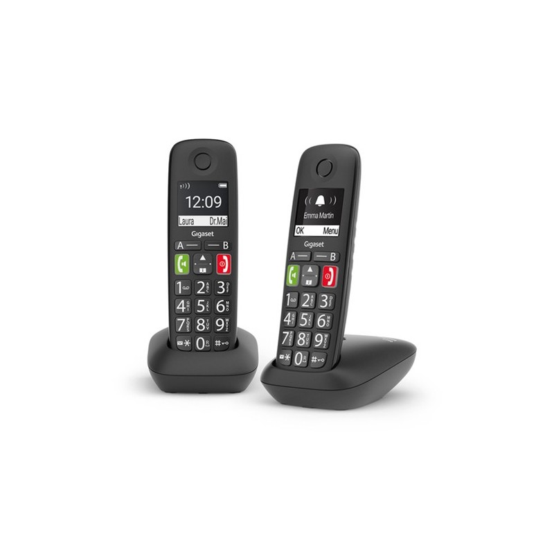 Gigaset E290 Duo Teléfono DECT analógico Identificador de llamadas Negro