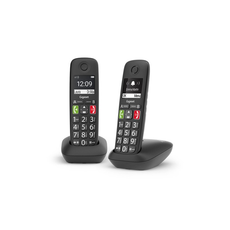Gigaset E290 Duo Téléphone analog dect Identification de l'appelant Noir
