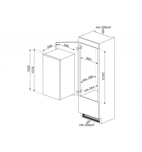 Smeg S4C122F frigo combine Intégré (placement) 188 L F Blanc