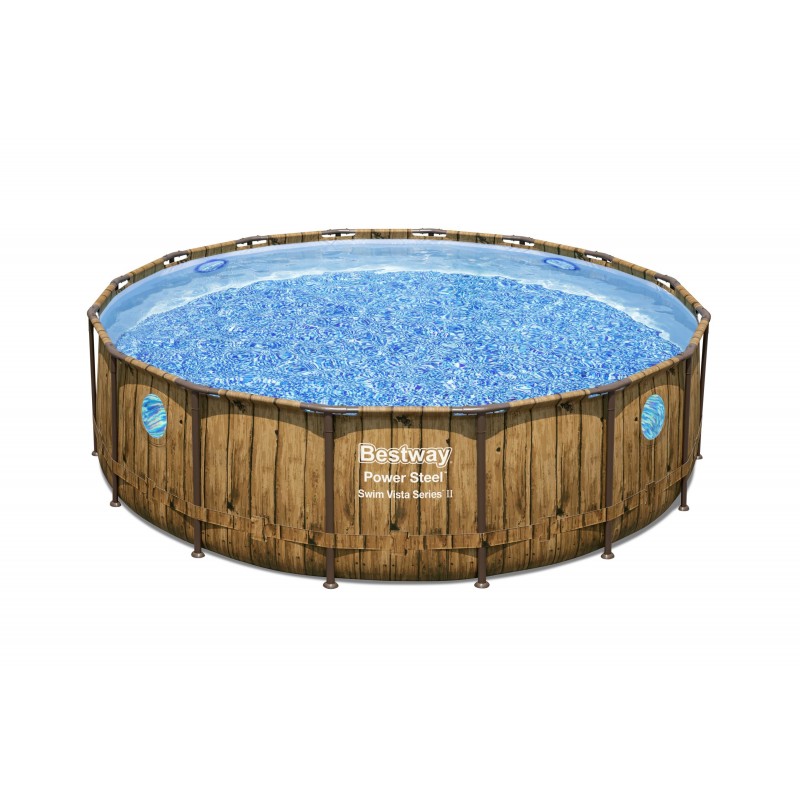 Bestway 56725 piscina sobre suelo Piscina con anillo hinchable Círculo Azul, Marrón