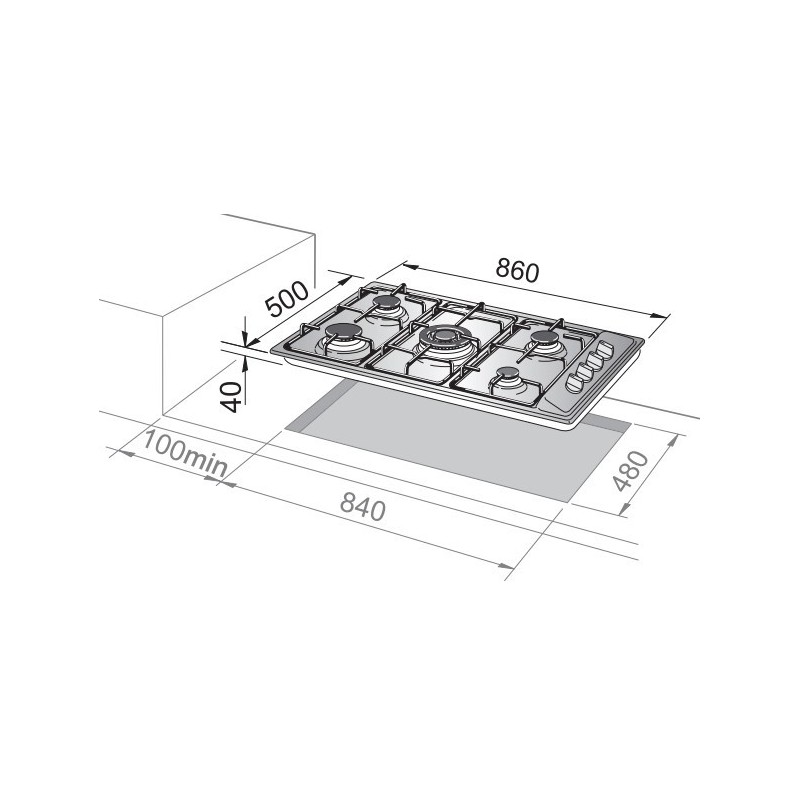 De’Longhi PLI 69 GHD hob Stainless steel Built-in 86 cm Gas 6 zone(s)