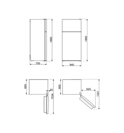 Smeg FD84EN4HX fridge-freezer Freestanding 586 L E Stainless steel