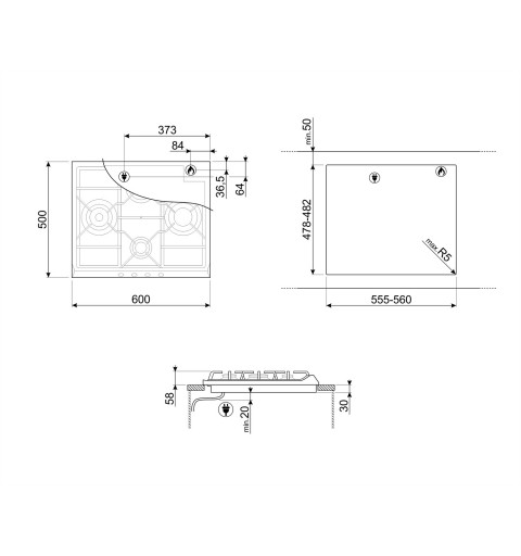 Smeg S264AV2 hob Beige Built-in Gas 4 zone(s)