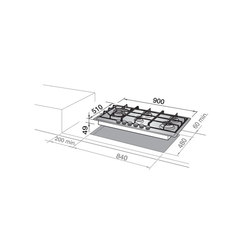 De’Longhi NSL 590 X Kochfeld Edelstahl Integriert 90 cm Gaskochfeld 5 Zone(n)