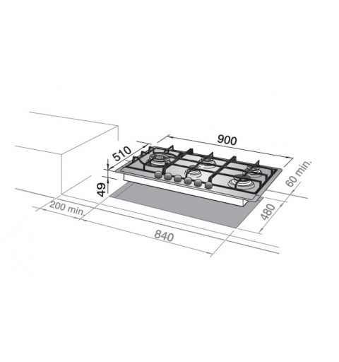 De’Longhi NSL 590 X hob Stainless steel Built-in 90 cm Gas 5 zone(s)