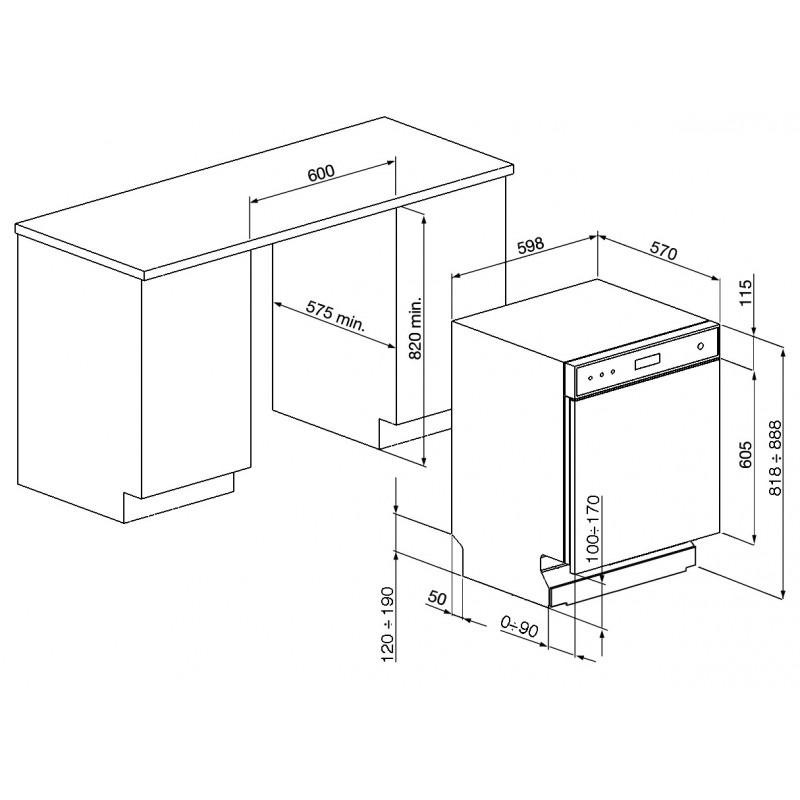 Smeg LSP292DN dishwasher Undercounter 13 place settings D