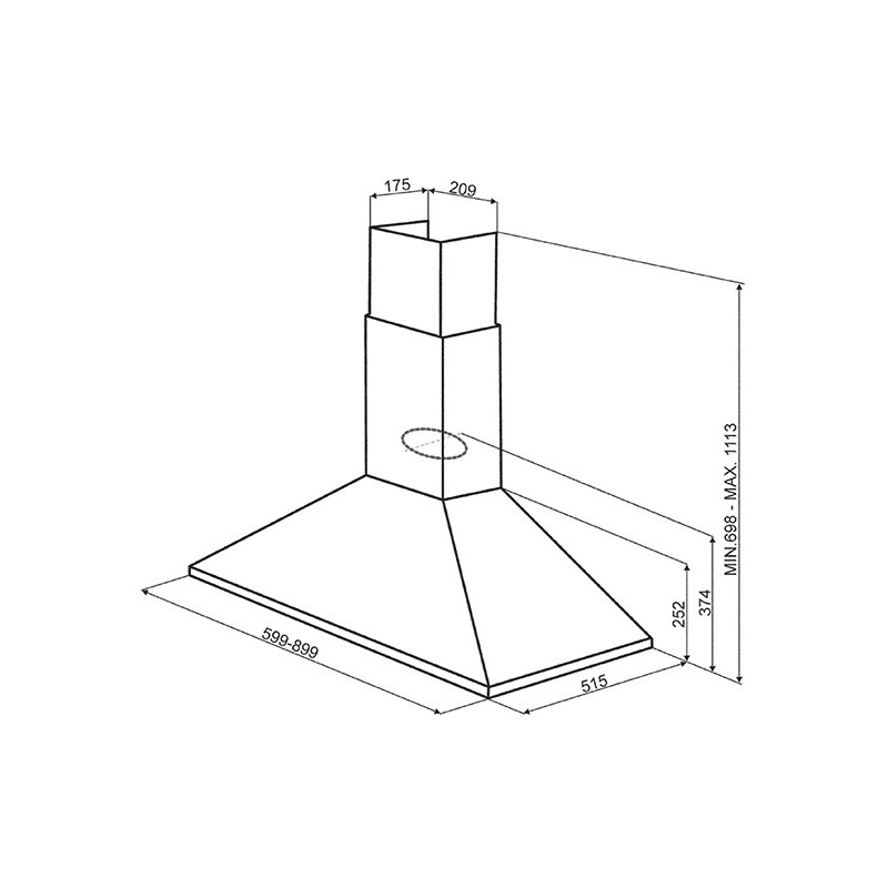 Smeg KSA600HXE cooker hood Wall-mounted Stainless steel 603 m³ h B