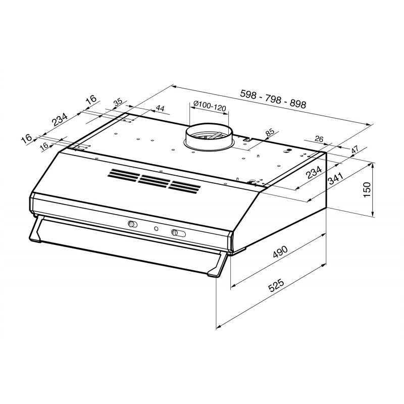 Smeg KSEC91XE2 cappa aspirante Incassato Acciaio inossidabile 285 m³ h D