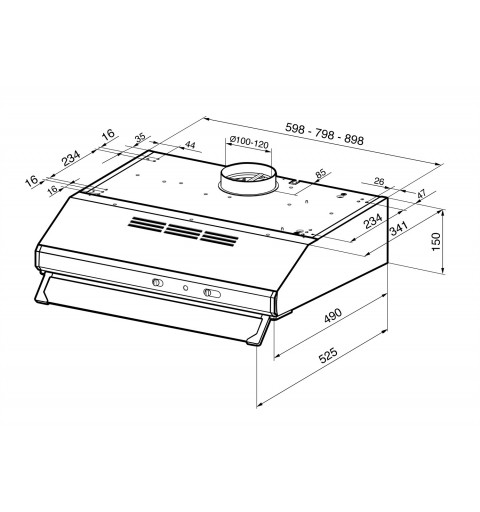 Smeg KSEC91XE2 cappa aspirante Incassato Acciaio inossidabile 285 m³ h D