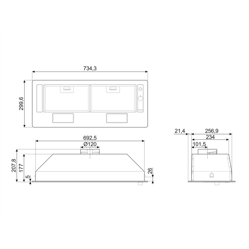 Smeg KSG70E hotte Intégré Argent 224 m³ h C