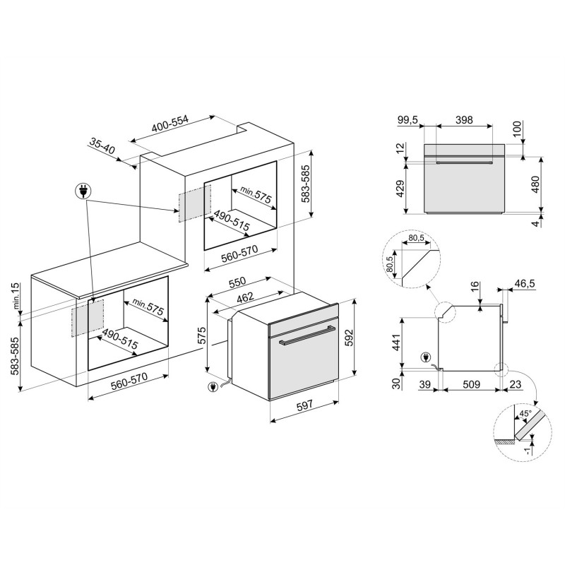 Smeg SF6402TVX forno 70 L 3000 W A+ Acciaio satinato