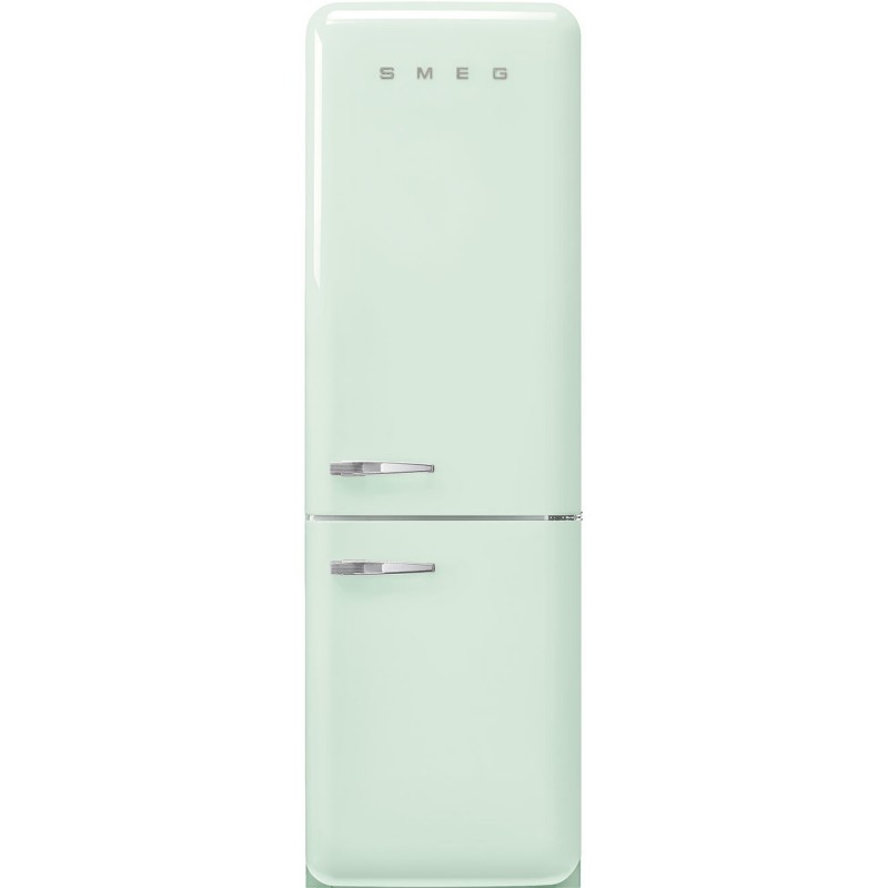 Smeg 60cm 50s Style Right Hand Hinge Fridge over Freezer Pastel Green FAB32RPG5